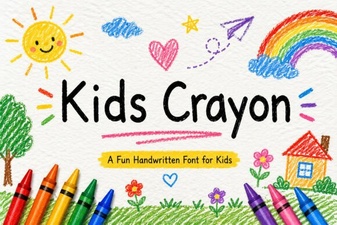 Fun Kids Crayon Font for Creative School and Craft Projects